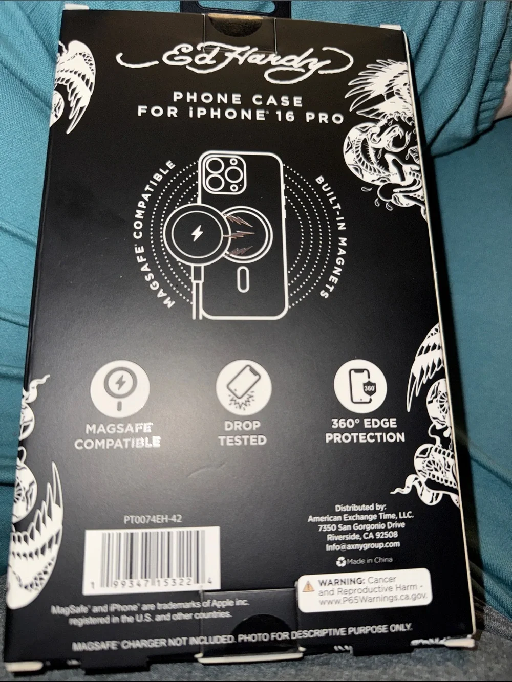 Ed Hardy White Tattoo-Print MagSafe Case for iPhone 16 Pro